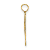 10k Yellow Gold Cross Pendant with Diamond Cut Beaded Edge, Polished Religious Charm