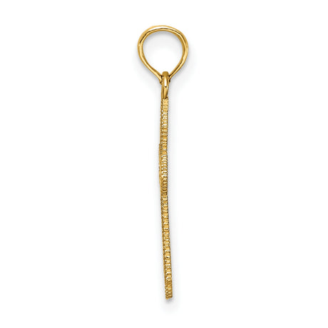10k Yellow Gold Cross Pendant with Diamond Cut Beaded Edge, Polished Religious Charm