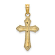 10k Yellow Gold Cross Pendant with Diamond Cut Beaded Edge, Polished Religious Charm