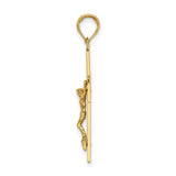 10k Yellow Gold Crucifix Cross Pendant with Jesus Figure, Religious Christian Jewelry