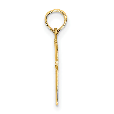 10k Yellow Gold Cross Pendant with Beveled Design and Rounded Tips, Classic Religious Charm