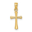 10k Yellow Gold Cross Pendant with Beveled Design and Rounded Tips, Classic Religious Charm