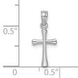 10k White Gold Cross Pendant with Beveled Domed Design and Mirror Finish for Men and Women