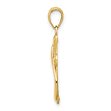 10k Yellow Gold Cross Pendant with Looped Drape Design, Religious Christian Jewelry for Men and Women