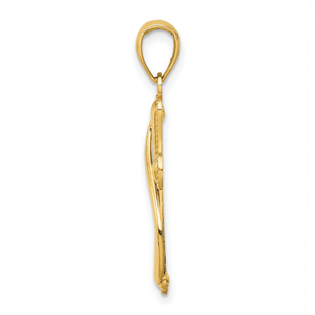 10k Yellow Gold Cross Pendant with Looped Drape Design, Religious Christian Jewelry for Men and Women