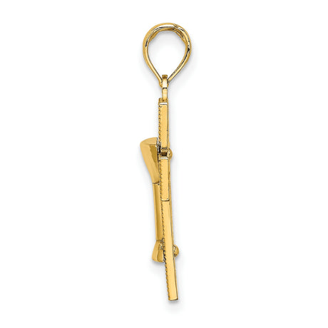 10k Yellow Gold Cross Pendant with Chalice, Beaded Edge, Religious Christian Design