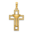 10k Yellow Gold Cross Pendant with Chalice, Beaded Edge, Religious Christian Design
