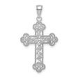 10k White Gold Filigree Cross Pendant with Beaded Edge and Milgrain Detailing in Vintage Style