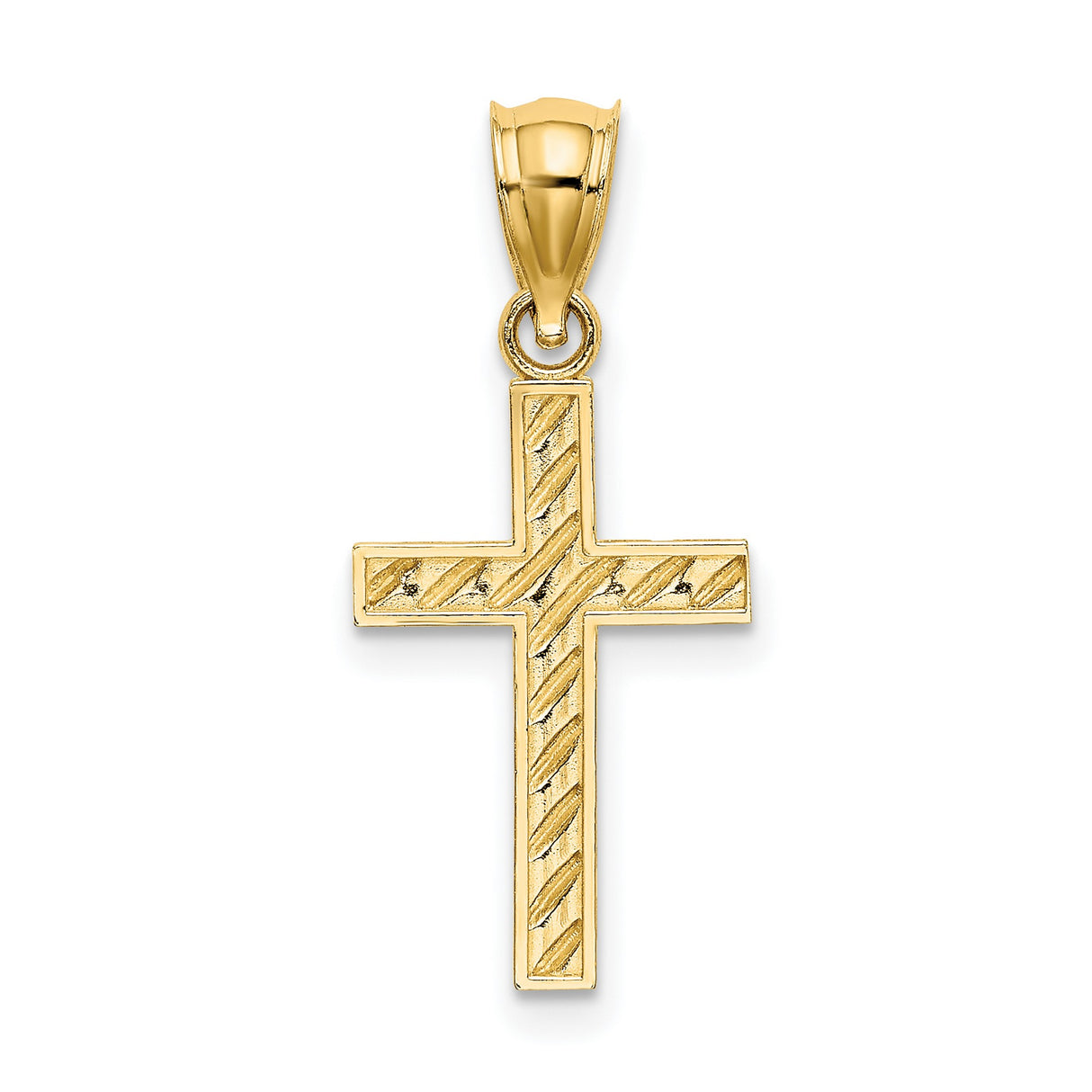 Beaded and Polished Cross Charm Pendant in Real 10k Yellow Gold