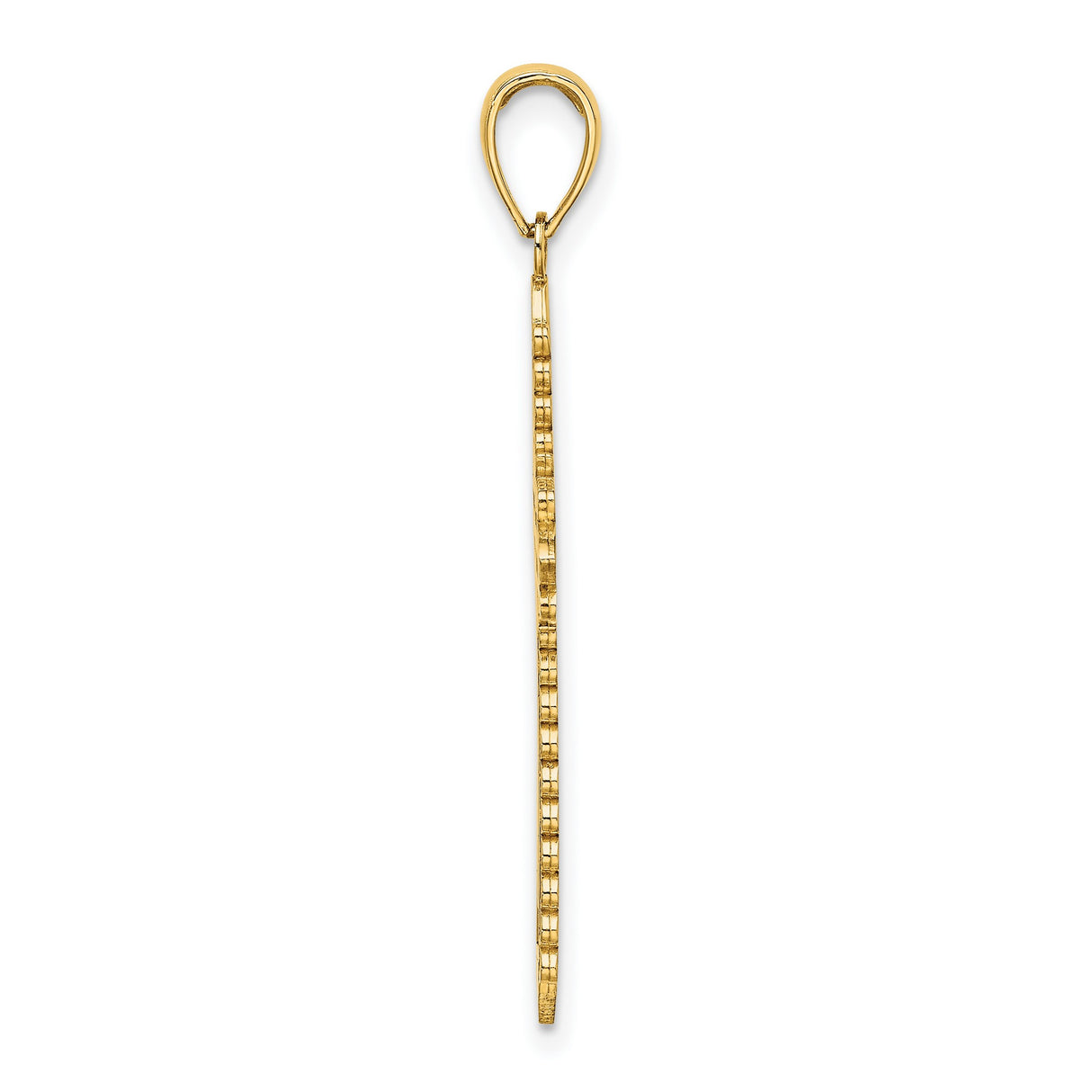 10k Yellow Gold Cross Pendant with Lace Border and Textured Gothic Design