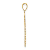 10k Yellow Gold Cross Pendant with Lace Border and Textured Gothic Design