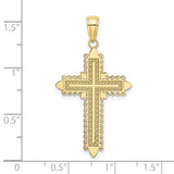 10k Yellow Gold Cross Pendant with Lace Border and Textured Gothic Design