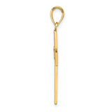 10k Yellow Gold Cross Pendant with Polished Heart Accents, Christian Faith Symbol
