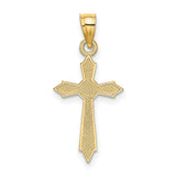 10k Yellow Gold Cross Pendant with Textured Edges and High Polish Finish