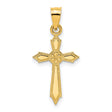 10k Yellow Gold Cross Pendant with Textured Edges and High Polish Finish