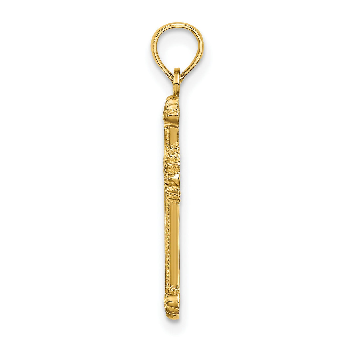 10k Yellow Gold Cross Pendant with Textured Leaves, Beaded Edge, and Floral Motif