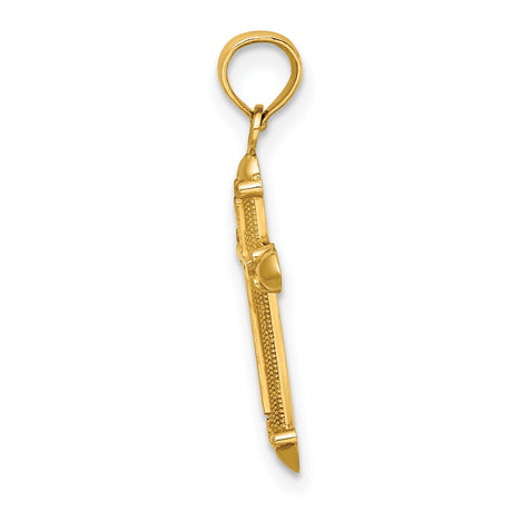 10k Yellow Gold Cross Pendant with Scroll Design and Polished Baroque Style for Men and Women