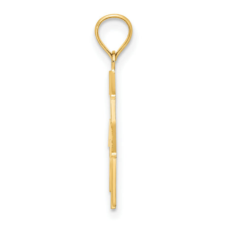 10k Yellow Gold Cross Pendant with Graceful Church Design, Christian Faith Symbol