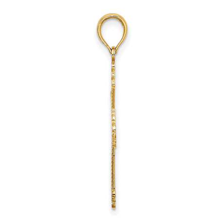 10k Yellow Gold Cross Pendant with Polished Heart Charm, Religious and Spiritual Jewelry for Men and Women