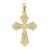 10k Yellow Gold Cross Pendant with Polished Heart Charm, Religious and Spiritual Jewelry for Men and Women