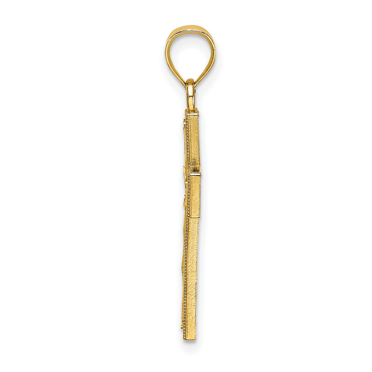 10k Yellow Gold Cross Pendant with Diamond-Cut Detailing and Raised Center Design