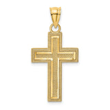 10k Yellow Gold Cross Pendant with Diamond-Cut Detailing and Raised Center Design