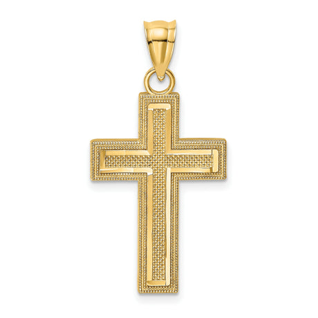 Diamond-Cut Block Cross Charm Pendant in Real 10k Yellow Gold