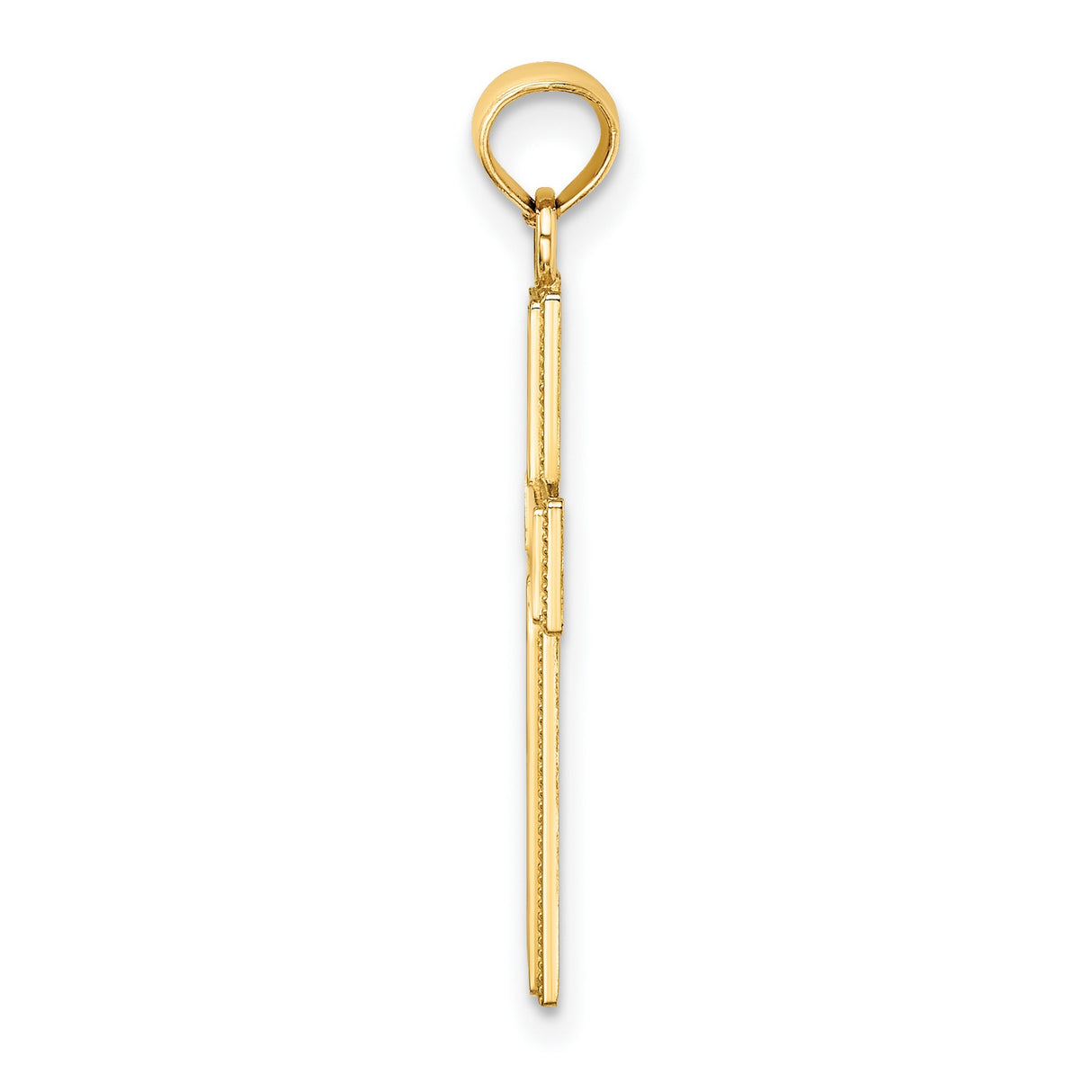 10k Yellow Gold Cross Pendant with Filigree and Diamond-Cut Detailing, Openwork Hearts Design