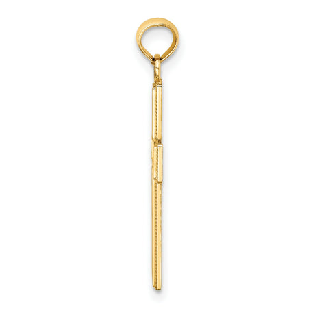 10k Yellow Gold Cross Pendant with Filigree and Diamond-Cut Detailing, Openwork Hearts Design