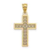 Diamond-Cut Edge and Filigree Center Cross Charm Pendant in Real 10k Yellow Gold