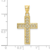 Diamond-Cut Edge and Filigree Center Cross Charm Pendant in Real 10k Yellow Gold