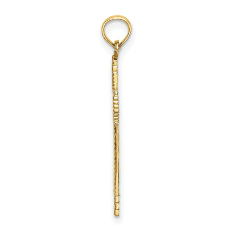 10k Yellow Gold Cross Pendant, Diamond Cut Religious Charm with Polished Finish, Celestial Design