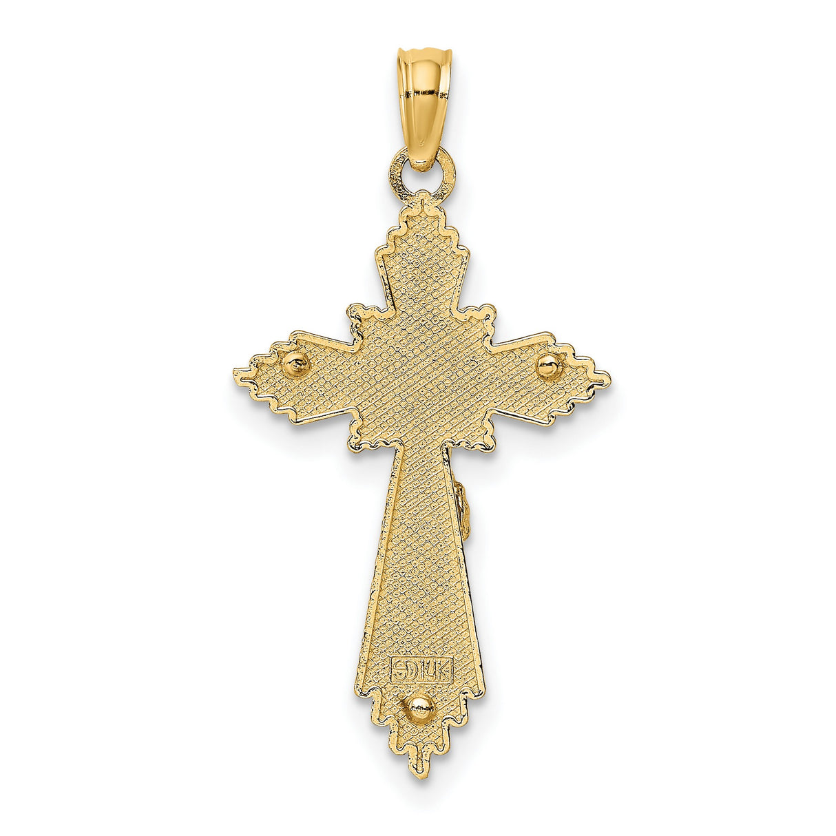 10k Yellow Gold Crucifix Cross Pendant with Jesus Figure, Diamond Cut Religious Design