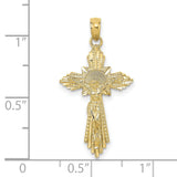10k Yellow Gold Crucifix Cross Pendant with Jesus Figure, Diamond Cut Religious Design