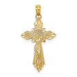 10k Yellow Gold Crucifix Cross Pendant with Jesus Figure, Diamond Cut Religious Design