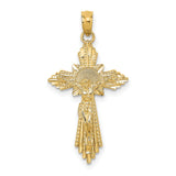 10k Yellow Gold Crucifix Cross Pendant with Jesus Figure, Diamond Cut Religious Design