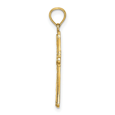 10k Yellow Gold Cross Pendant with Beaded Edge and Diamond Cut Finish