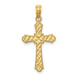 10k Yellow Gold Cross Pendant with Beaded Edge and Diamond Cut Finish