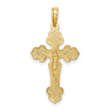 10k Yellow Gold Crucifix Cross Pendant, Diamond Cut Religious Charm for Men and Women