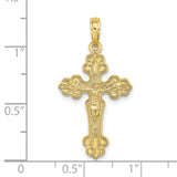 10k Yellow Gold Crucifix Cross Pendant, Diamond Cut Religious Charm for Men and Women