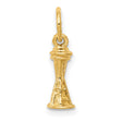 10k Yellow Gold Space Needle Charm Pendant, Detailed Seattle Landmark Design