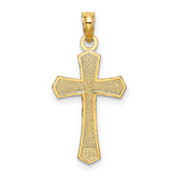 10k Yellow Gold Crucifix Pendant with Sculpted Jesus and Beveled Edges Christian Charm