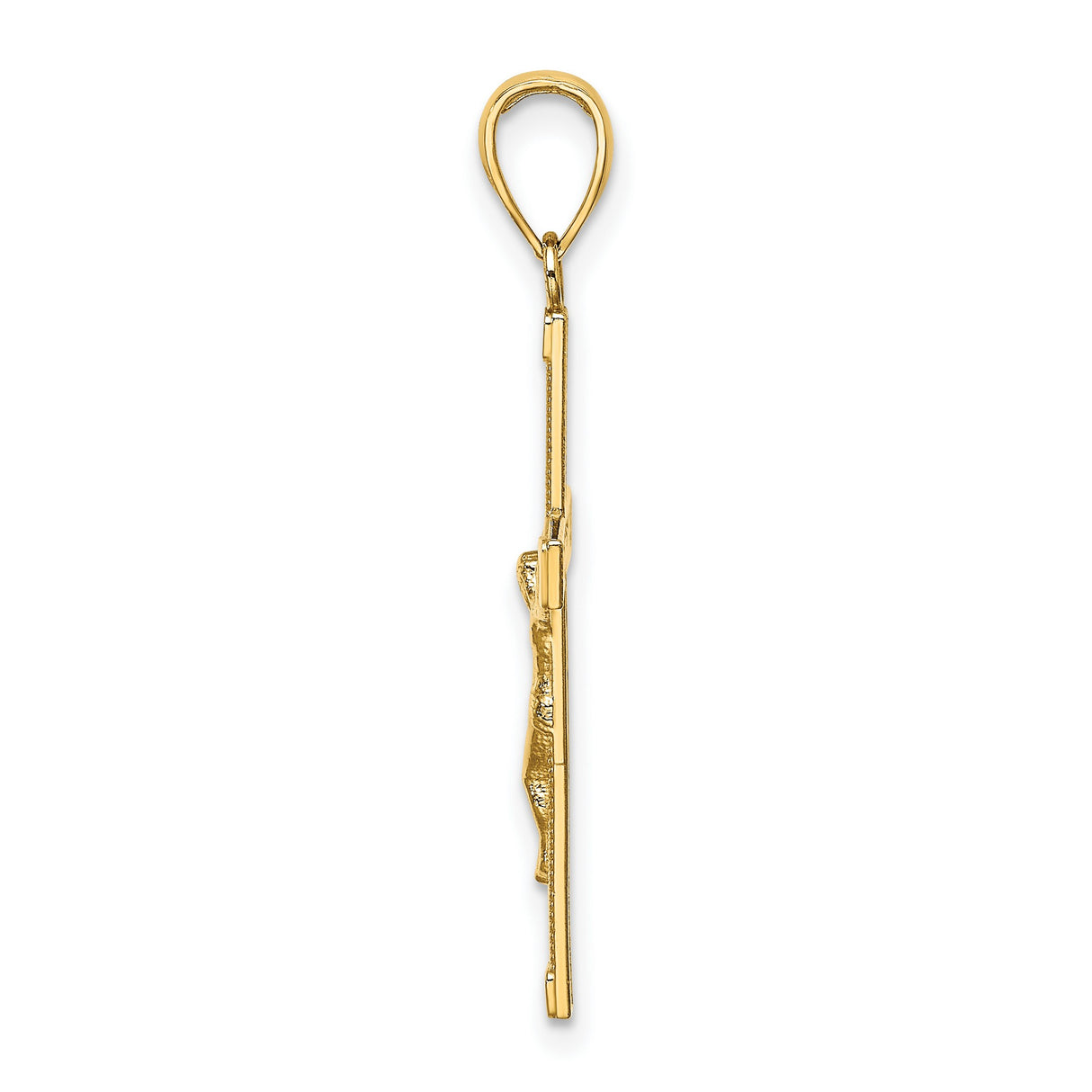 10k Yellow Gold Crucifix Cross Pendant with Textured Jesus Design, Christian Religious Jewelry