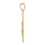10k Yellow Gold Crucifix Cross Pendant with Textured Jesus Design, Christian Religious Jewelry