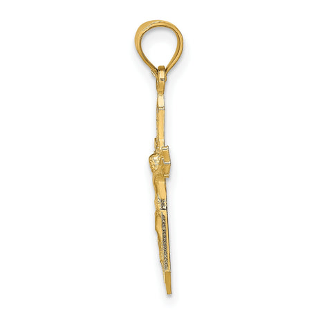 10k Yellow Gold Crucifix Cross Pendant with Jesus Figure, Religious Design for Men and Women