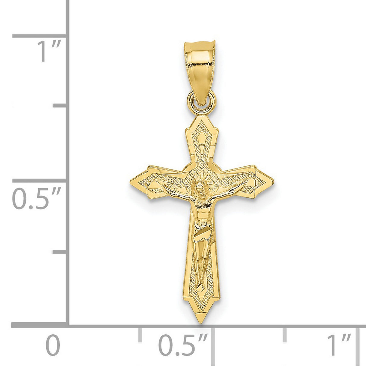 10k Yellow Gold Crucifix Cross Pendant with Jesus Figure, Religious Design for Men and Women