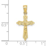 10k Yellow Gold Crucifix Cross Pendant with Jesus Figure, Religious Design for Men and Women