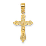 10k Yellow Gold Crucifix Cross Pendant with Jesus Figure, Religious Design for Men and Women