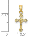 10k Yellow Gold Crucifix Pendant with Detailed Jesus and Scrollwork Design