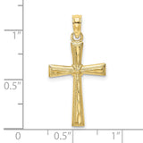 10k Yellow Gold Cross Pendant with Textured Design and Raised Border for Men and Women
